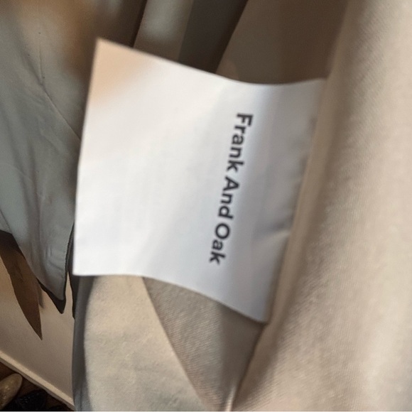 FRANK & OAK Sz S Oversized Belted Peak Lapel Linen Tencel Patch Pockets Blazer - Picture 9 of 12